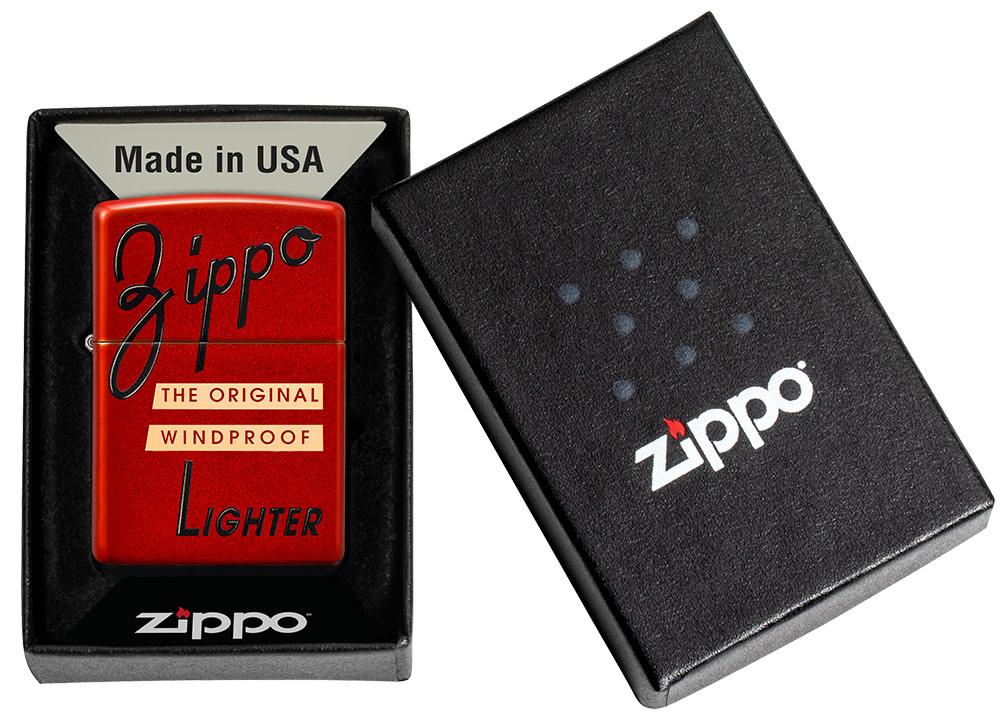 Zippo Red Box Top Design Metallic Red Windproof Lighter | Zippo USA