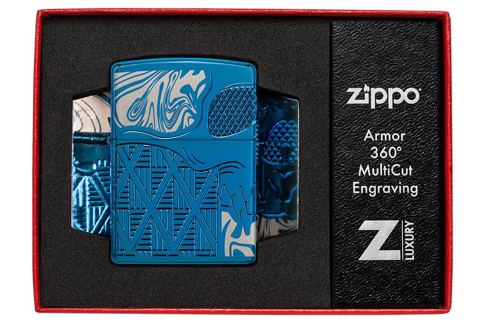 Skull Design Armor® High Polish Blue Windproof Lighter | Zippo USA