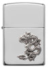 Front view of Armor® Chinese Dragon Sterling Silver Emblem Windproof Lighter.