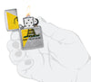Dont Tread On Me Flag Design Street Chrome™ Windproof Lighter lit in hand.