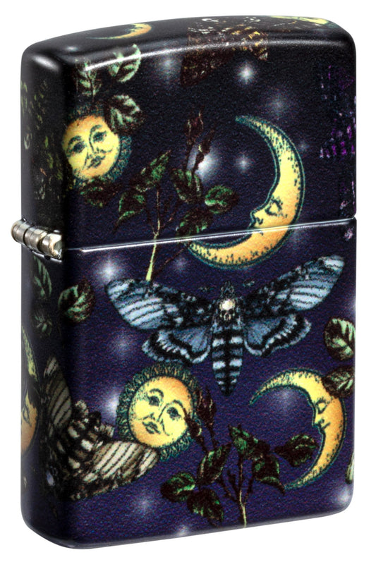 Front shot of Butterfly Skull Design 540 Color Windproof Lighter standing at a 3/4 angle.