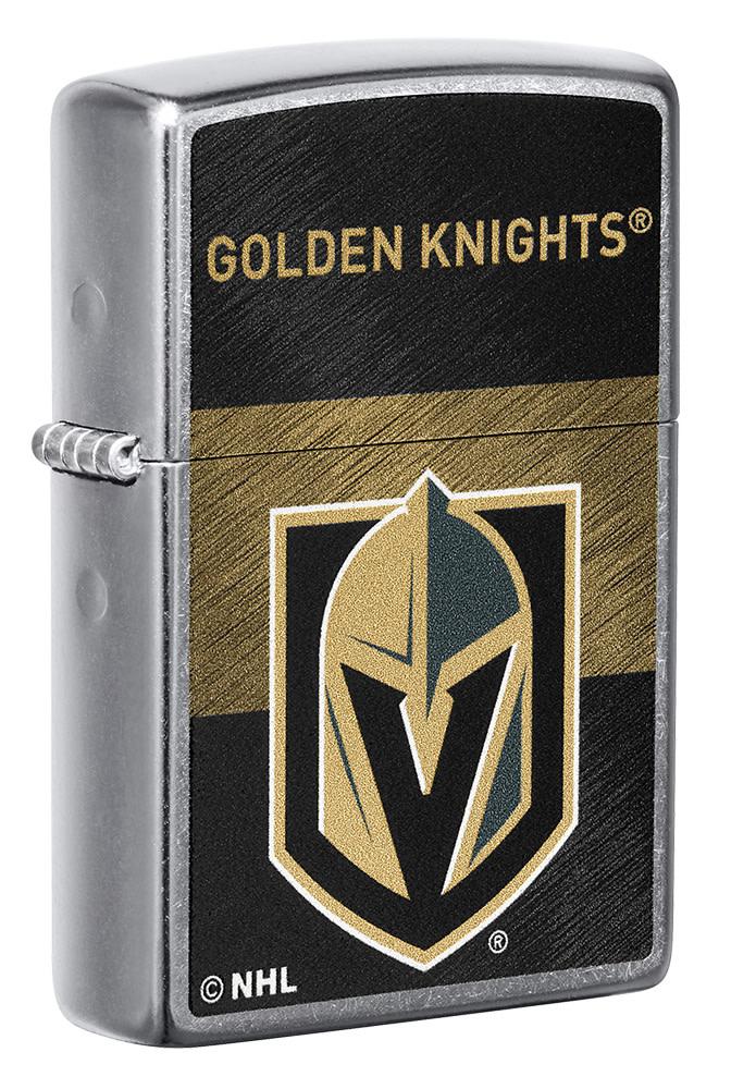 Front shot of NHL® Vegas Golden Knights Street Chrome™ Windproof Lighter standing at a 3/4 angle
