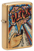 Front shot of Zippo Click Brushed Brass Windproof Lighter standing at a 3/4 angle