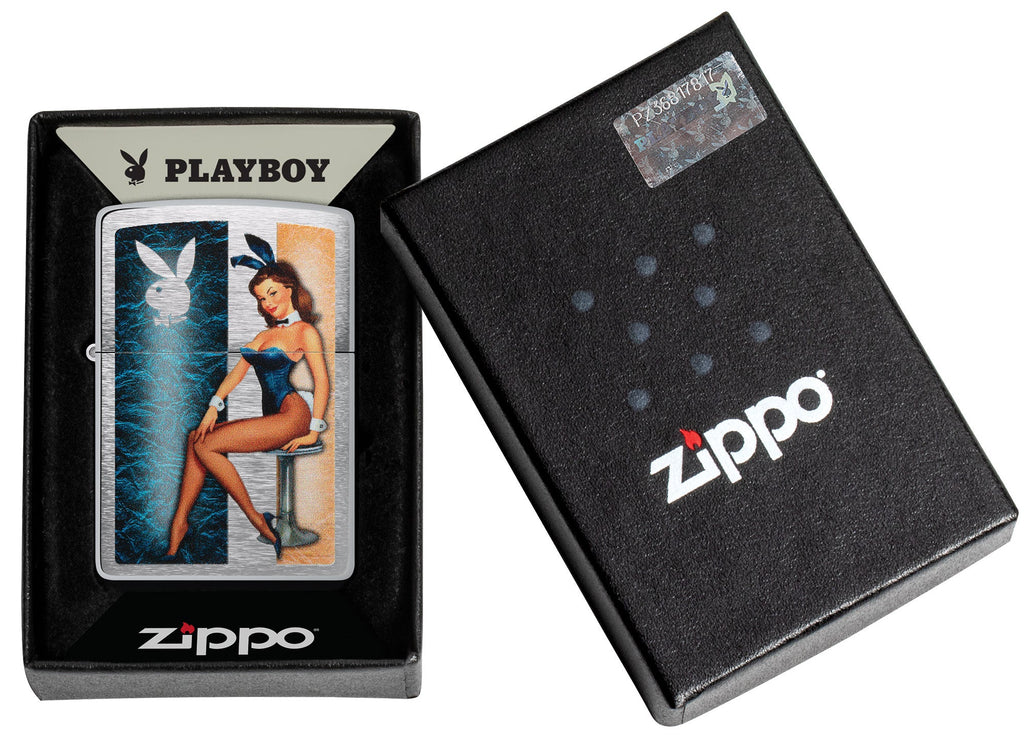 Zippo Sturmfeuerzeug - Playboy, Brushed Chrome, Color Image