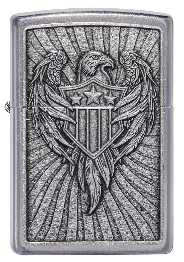 Front of Eagle Shield Emblem Design Street Chromeâ„¢ Windproof Lighter