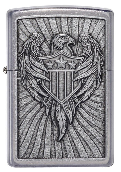 Front of Eagle Shield Emblem Design Street Chromeâ„¢ Windproof Lighter