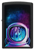 Front shot of Zippo Astronaut Design Black Matte Windproof Lighter.