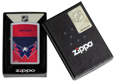 NHL® Washington Capitals Street Chrome™ Windproof Lighter in its packaging
