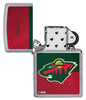 NHL® Minnesota Wild Street Chrome™ Windproof Lighter with its lid open and unlit