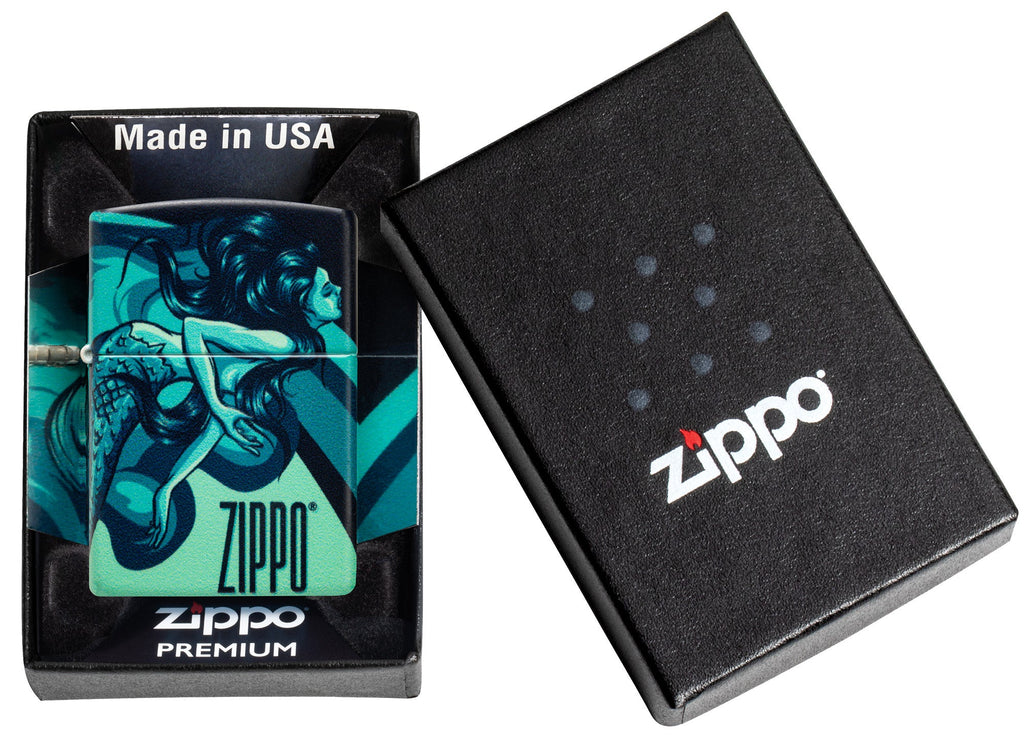 Zippo Mermaid Design 540 Color Windproof Lighter in its packaging.