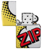 Zippo Pop Art Design 540 Color Windproof Lighter with its lid open and unlit