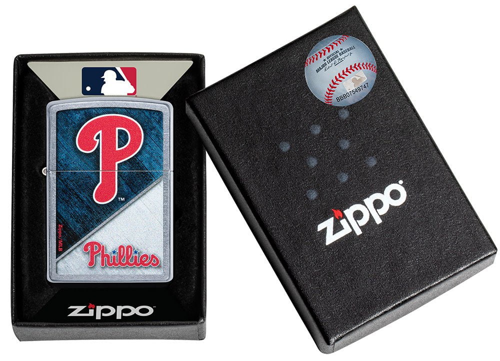 MLB™ Philadelphia Phillies™ Street Chrome™ Windproof Lighter in its packaging.