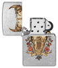 Zippo Rick Rietveld Floral Bull Skull Street Chrome Windproof Lighter with its lid open and unlit.