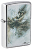 Front shot of Luis Royo Design Street Chrome™ Windproof Lighter standing at a 3/4 angle.