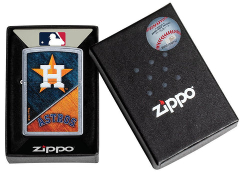 MLB™ Houston Astros™ Street Chrome™ Windproof Lighter in its packaging.