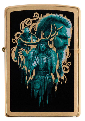 Assassin's Creed® Valhalla pocket lighter closed showing the front of the lighter