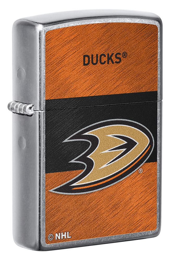 Front shot of NHL® Anaheim Ducks Street Chrome™ Windproof Lighter standing at a 3/4 angle