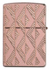 Back view of Geometric Diamond Pattern Design Armor® Rose Gold Windproof Lighter.