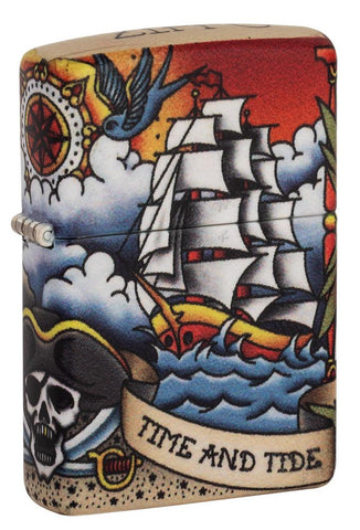 Front shot of Nautical Tattoo Design 540 Color Windproof Lighter standing at a3/4 angle