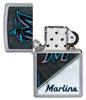 MLB™ Miami Marlins™ Street Chrome™ Windproof Lighter with its lid open and unlit.