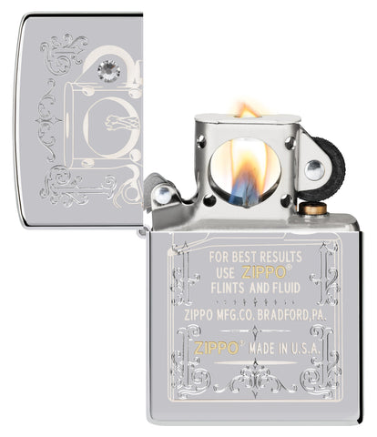 40th Anniversary Pipe Lighter Collectible - Insert Design with its lid open and lit.