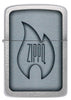 Front shot of Zippo Logo Flame Design 1941 Replica Brushed Chrome Windproof Lighter.