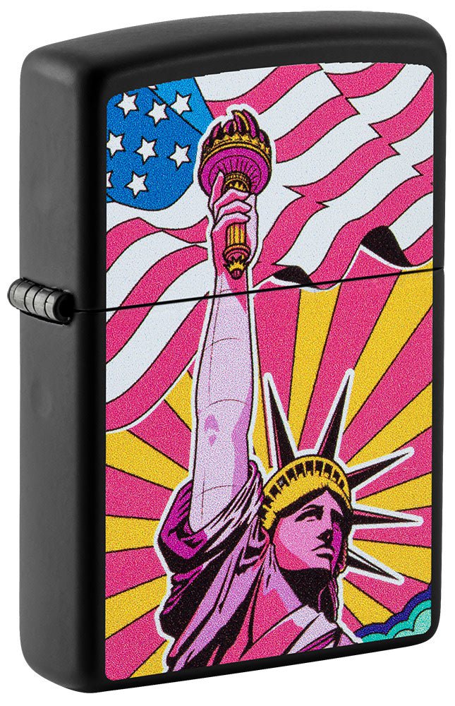 Lady Liberty Design Black Matte Windproof Lighter | Zippo USA