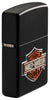 Harley-Davidson® Texture Print Classic Logo Black Matte Lighter standing at an angle, showing off the texture print logo
