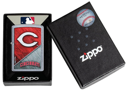 MLB™ Cincinnati Reds™ Street Chrome™ Windproof Lighter in its packaging.