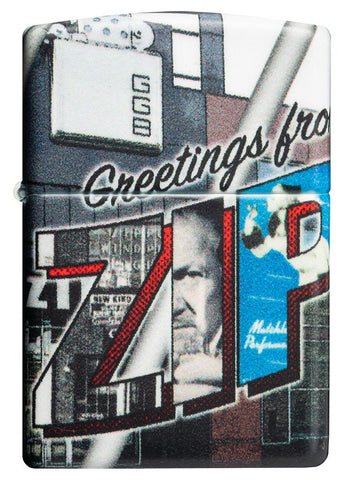 Front view of Greetings from Zippo 540 Color Windproof Lighter