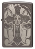Front shot of Day of the Dead Skull Cross Design Black Ice Windproof Lighter.