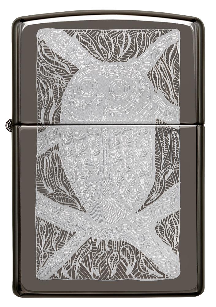 Front of John Smith Gumbula Owl Black IceÂ® Windproof Lighter