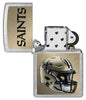 NFL New Orleans Saints Helmet Street Chrome Windproof Lighter with its lid open and unlit.
