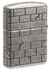 Back view of Armor® Antique Silver Gargoyle Windproof Lighter standing at a 3/4 angle