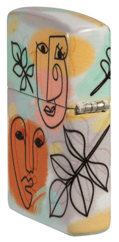 Front shot of Abstract Faces Design 540 Color Windproof Lighter.