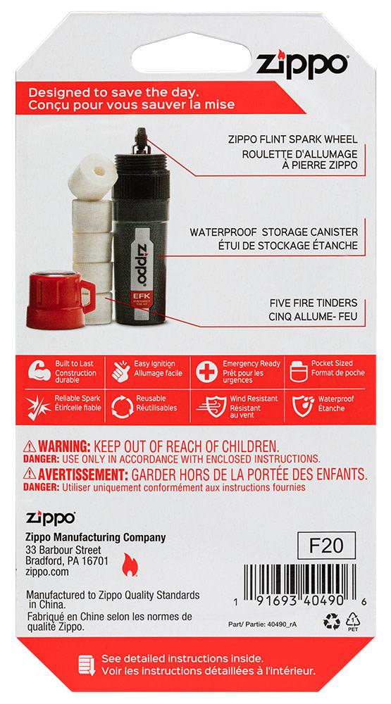 Kit de fogo Zippo Emergency Fire - #40571 - 5 mechas de algodão - Prova D' água