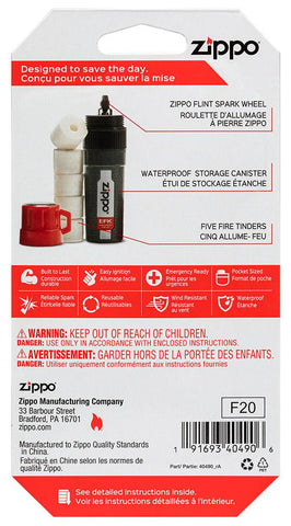 Back view of the Emergency Fire Kit in clamshell packaging