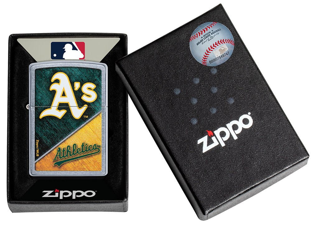 MLB™ Oakland Athletics™ Street Chrome™ Windproof Lighter in its packaging.