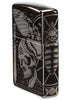 Front angle view of Hawkmoth High Polish Black Windproof Lighter showing the right side of the lighter