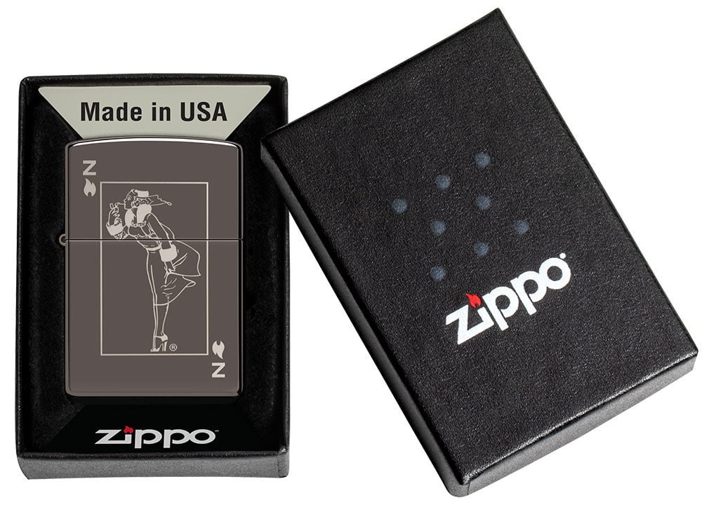 Windy Design Card Black IceÂ® Windproof Lighter in its packaging.
