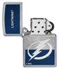 NHL® Tampa Bay Lightning Street Chrome™ Windproof Lighter with its lid open and unlit