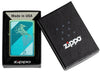 Windy Design High Polish Teal Windproof Lighter in its packaging.