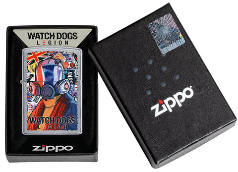 Watch Dogs®: Legion Gas Mask Windproof Lighter in its packaging.