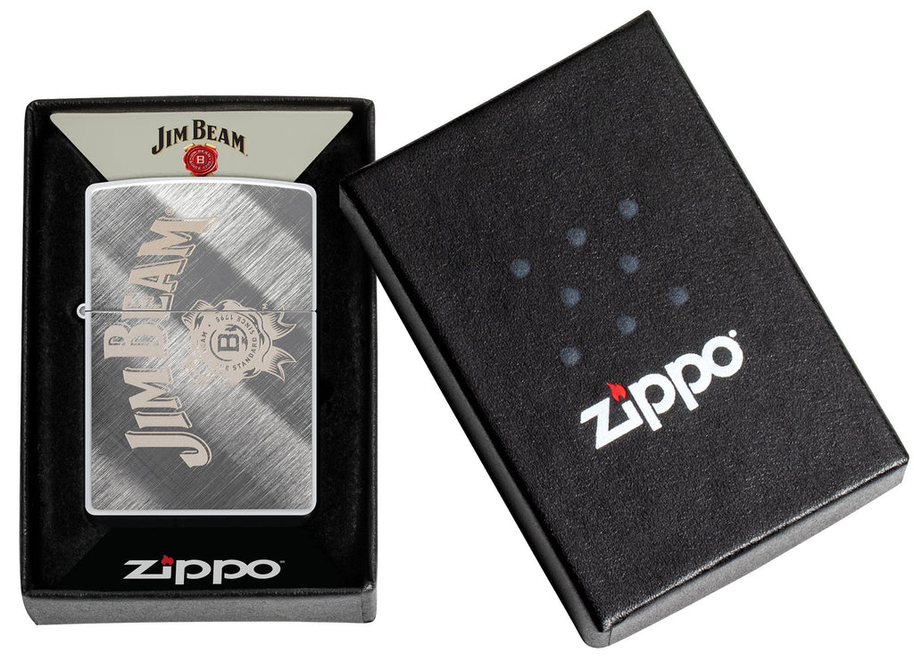 Jim Beam® Logo Diagonal Weave Windproof Lighter in its packaging