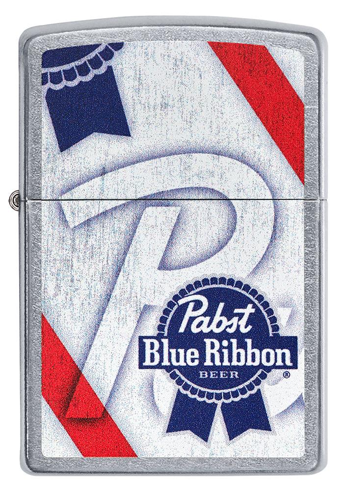 Front of Pabst Blue Ribbon Street Chrome™ Windproof Lighter
