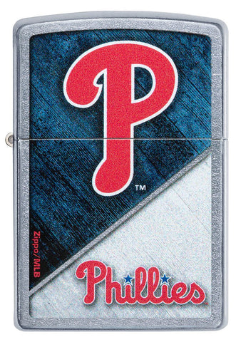 Front shot of MLB® Philadelphia Phillies™ Street Chrome™ Windproof Lighter.
