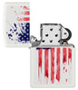 US Flag Design White Matte Windproof Lighter with its lid open and unlit.