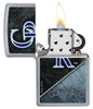 MLB™ Colorado Rockies™ Street Chrome™ Windproof Lighter with its lid open and lit.