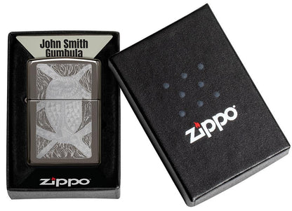 John Smith Gumbula Owl Black IceÂ® Windproof Lighter in its packaging