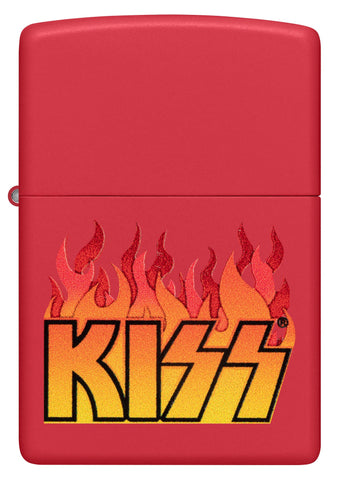 Front view of Zippo KISS Design Red Matte Windproof Lighter.